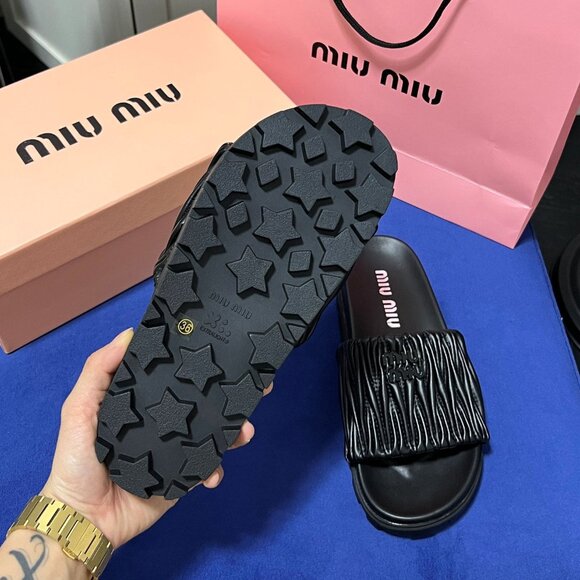 ๐ Miu Miu Embroidered Logo Summer Slides โ Chic Look ๐ - Picture 9 of 9